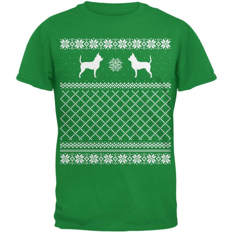 Chihuahua Ugly Christmas Sweater Irish Green Adult T-Shirt