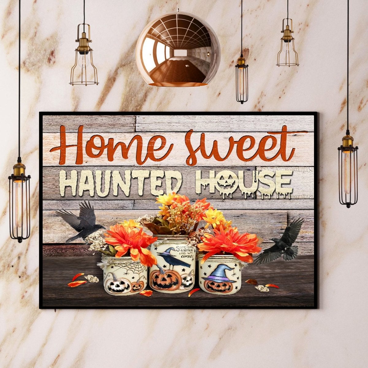 Home Sweet Haunted House Happy Halloween Poster No Frame Matte Canvas, Wall Decor Visual Art