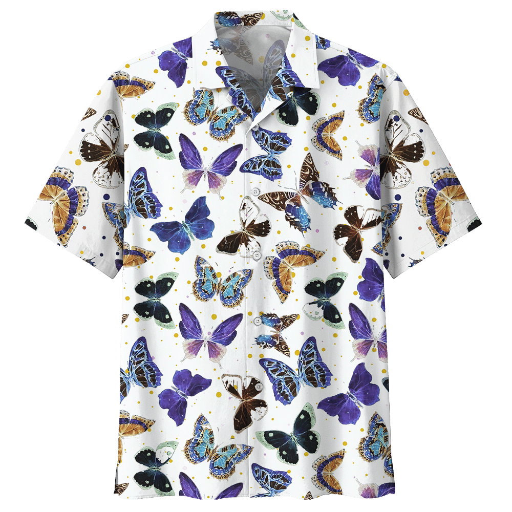 Butterfly White High Quality Unisex Hawaii Shirt For Men And Women Ha2377