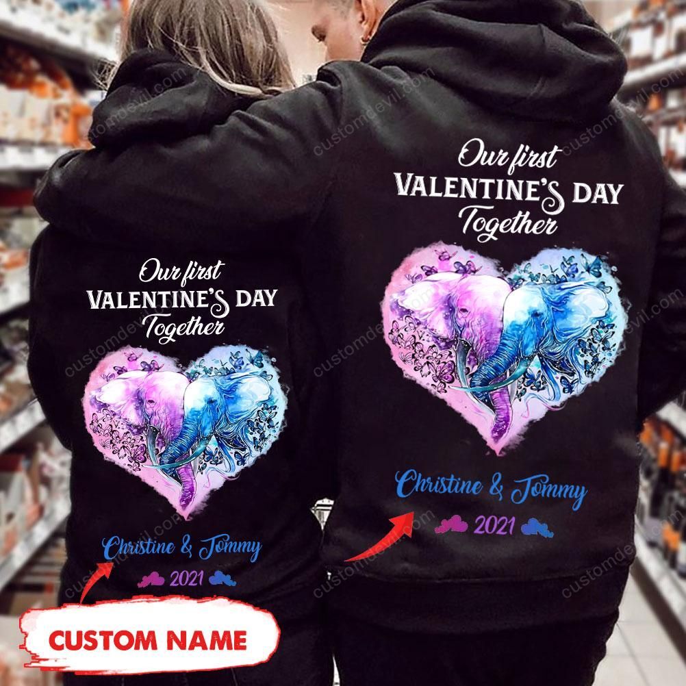 Pesonalized Our First Valentines Day Together Elephants Hoodie Hqt-16Sh001