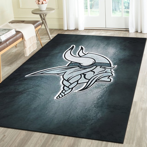 Minnesota Vikings Logo Area Rug, Football Team Living Room Carpet, Fan Cave Floor Mat