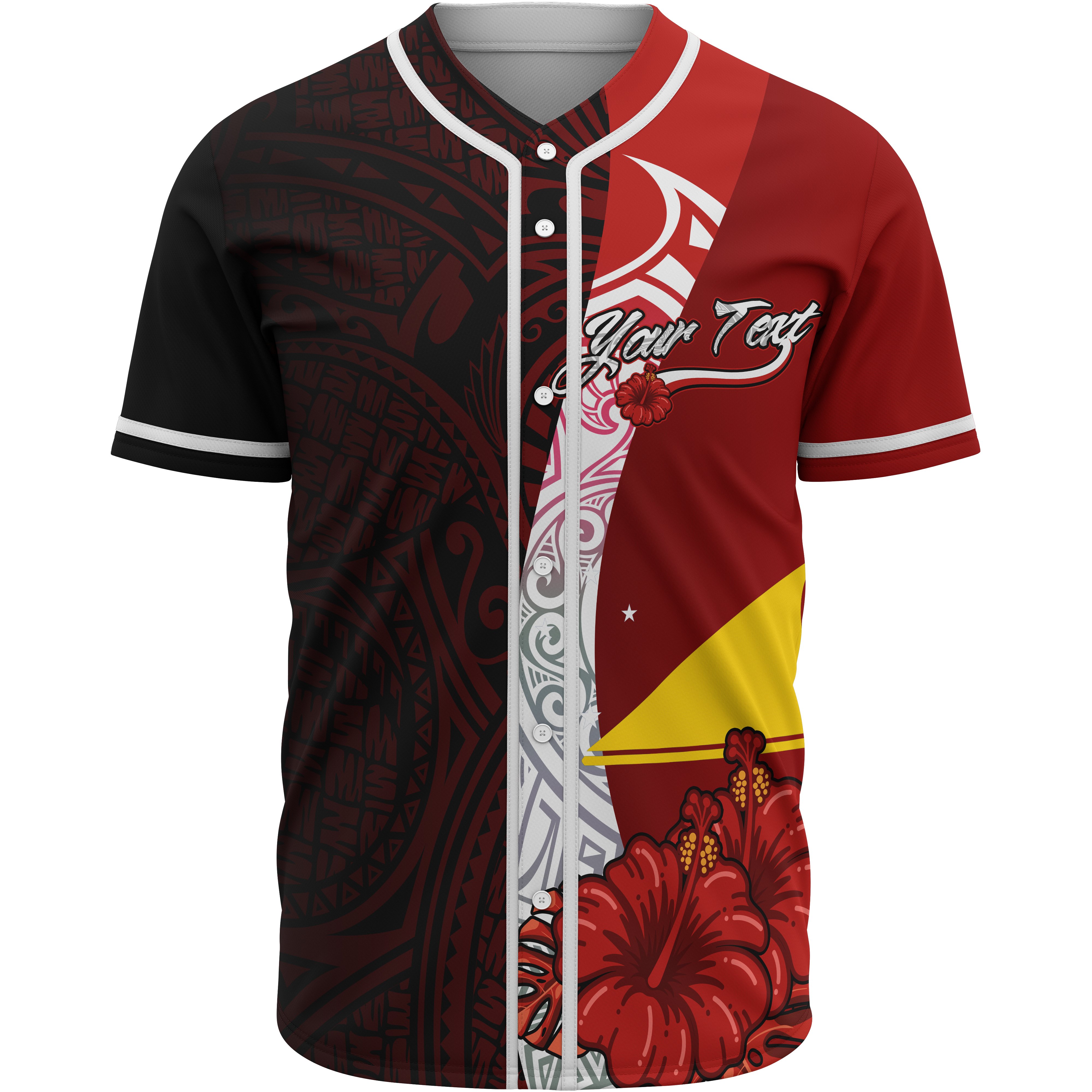 Tokelau Polynesian Custom Personalised Baseball Shirt – Coat Of Arm With Hibiscus – BN12