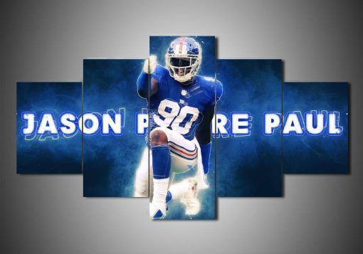 New York Giants Jason Pierre Paul Sport 5 Panel Canvas Art Wall Decor