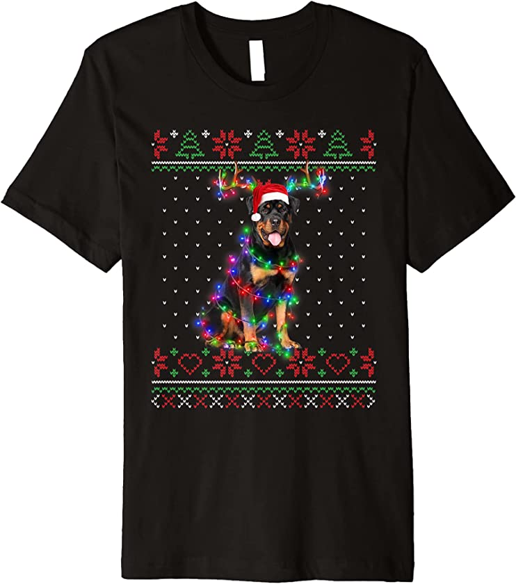 Rottweiler Dog Ugly Sweater Christmas Puppy Dog Lover Premium T-Shirt