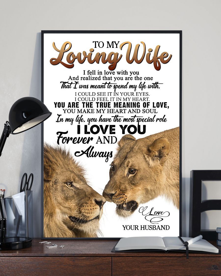 Love Poster – To My Wife Poster – Lion Couple You Are The True Meaning Of Love – Anniversary Gift Poster 131