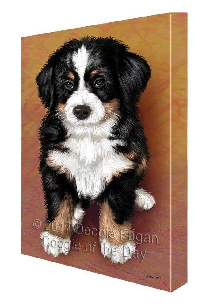 Bernese Mountain Puppy Dog Painting Printed On Canvas Wall Art Signed