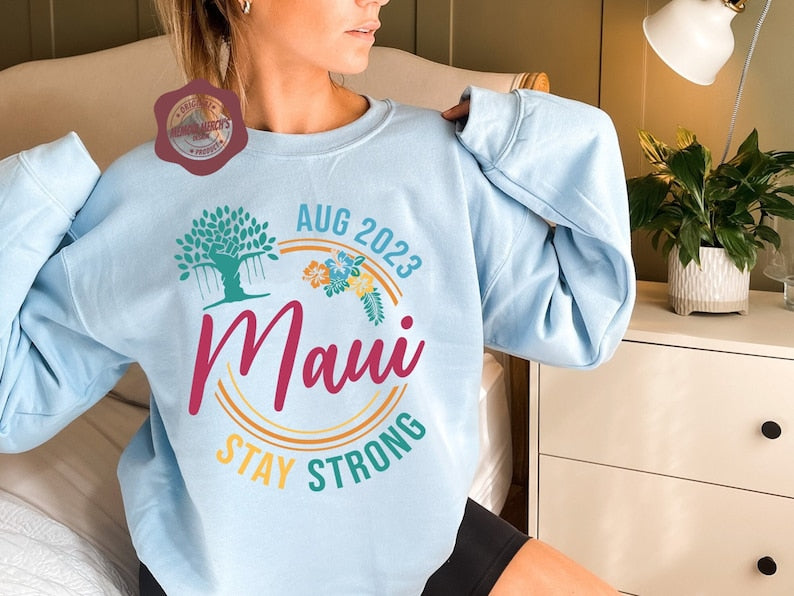 Supportive Maui Strong Sweatshirt, Pray For Maui Sweatshirt, Lahaina Banyan Tree Shirt, Maui Hawaii Shirt, Support Maui Fire Victims Shirt Sws2014