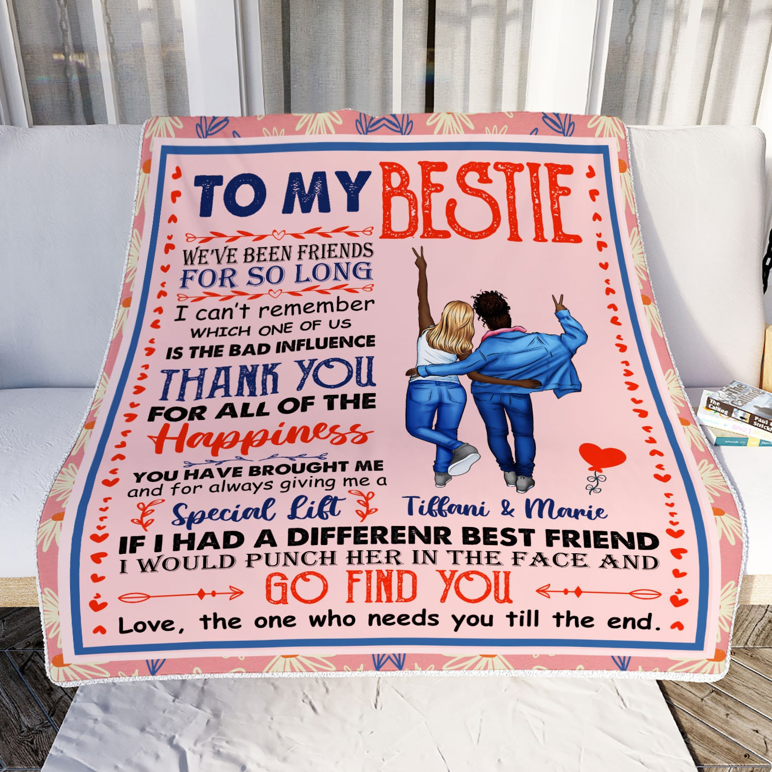 Personalized Blanket To My Bestie, Custom Name Friendship Female, Message To Best Friend Blanket, Birthday Blanket Christmas Gift For Bff