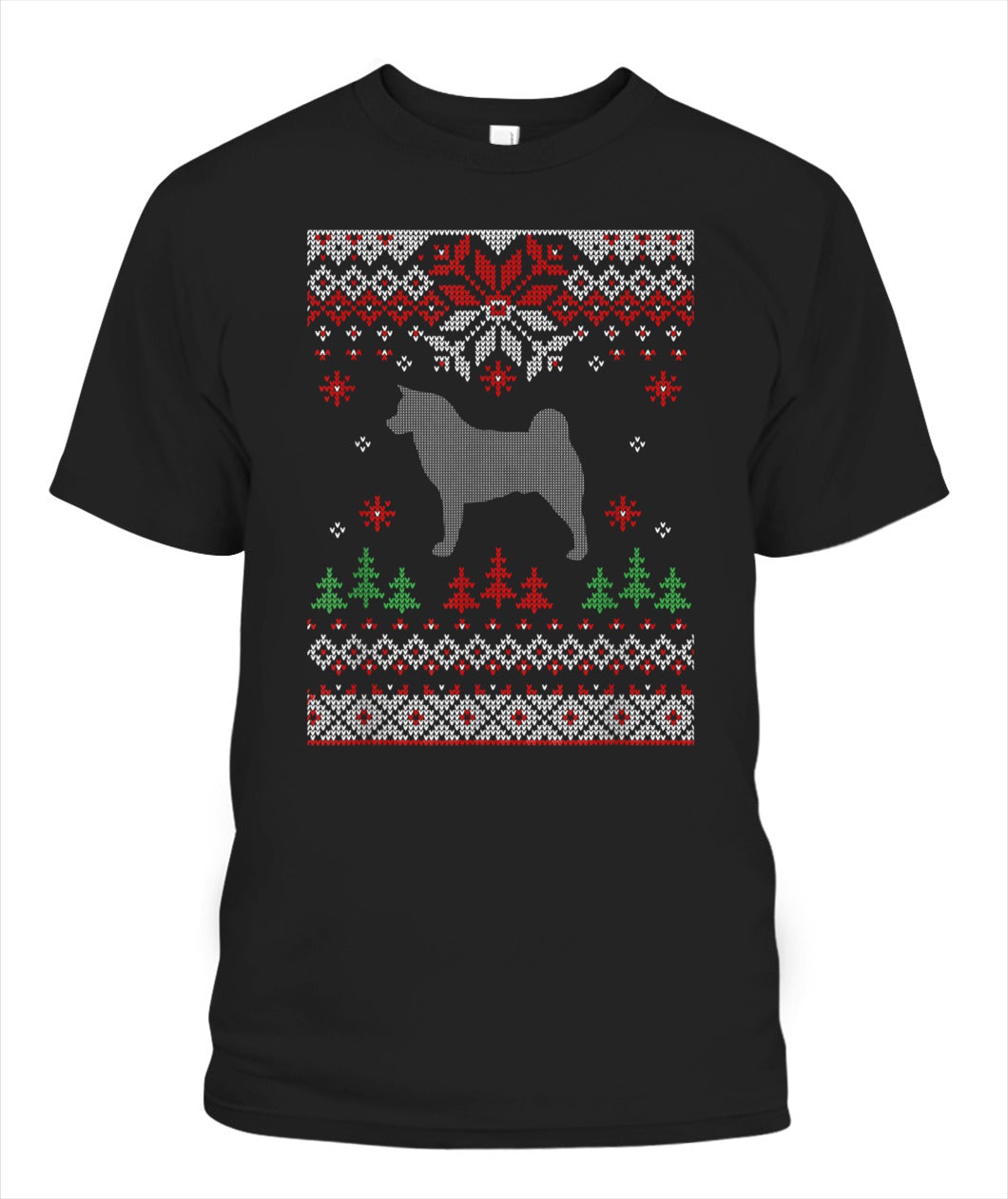 Akita Dog Ugly Christmas Unisex T Shirt | Full Size | Adult | Black |G1111