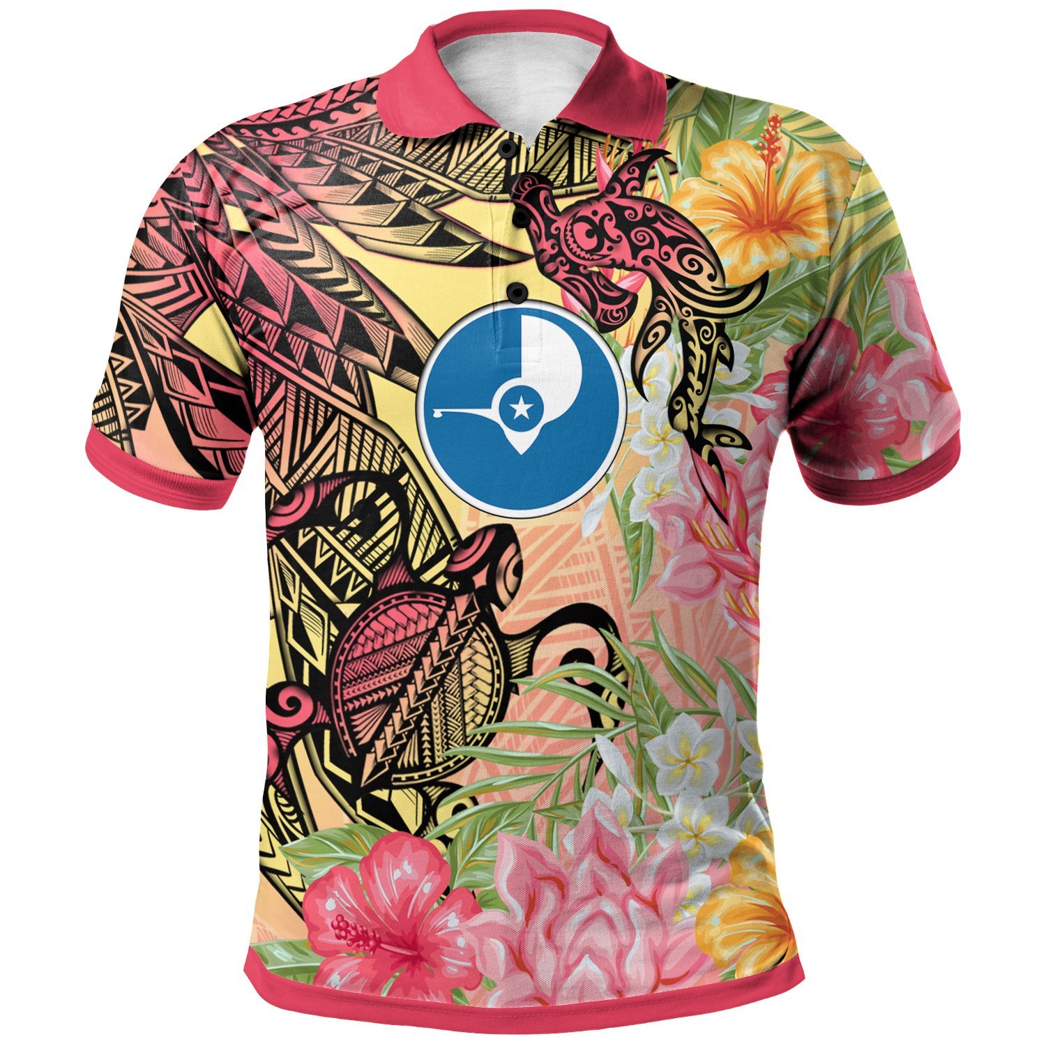 Yap State Polo Shirt –  Flowers Tropical With Sea Animals – BN01