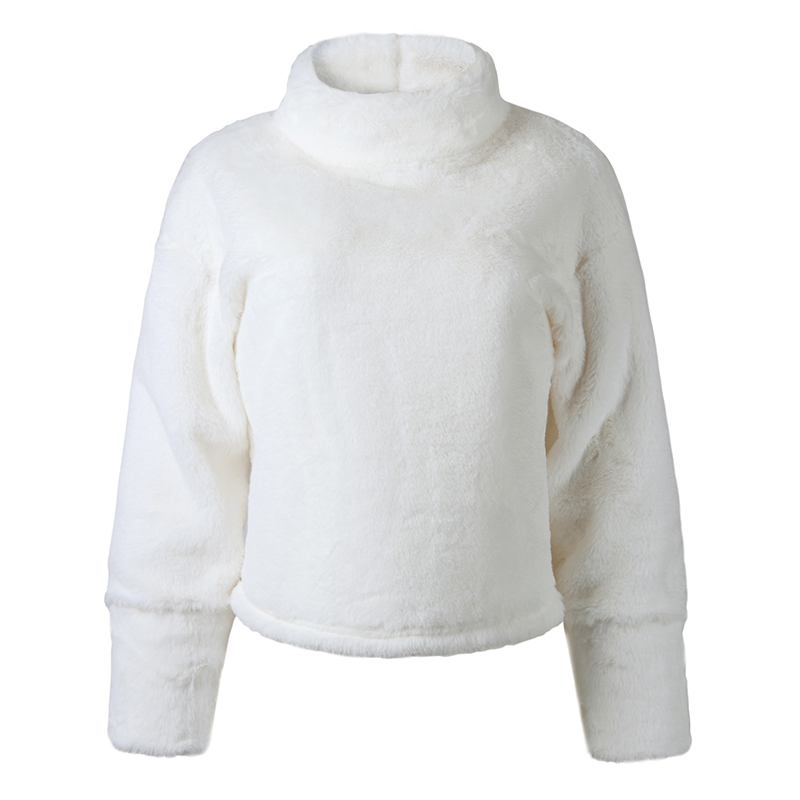 2022 White Plush Winter Turtleneck Sweater Women Autumn Faux Fur Loose Casual Soft Warm Fluffy Oversized Sweater Pull Femme alx