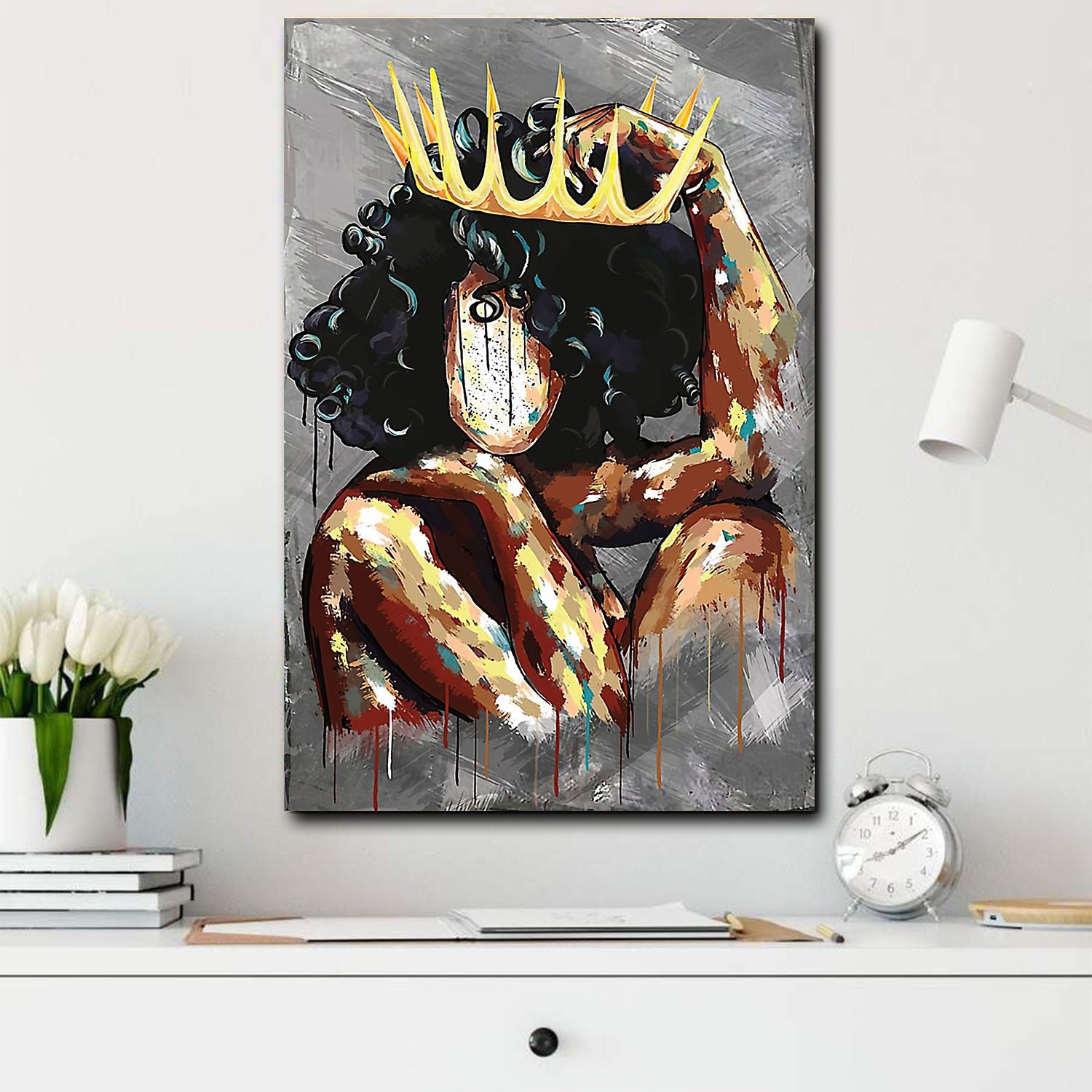 African American Canvass Black Queen Black Art Print