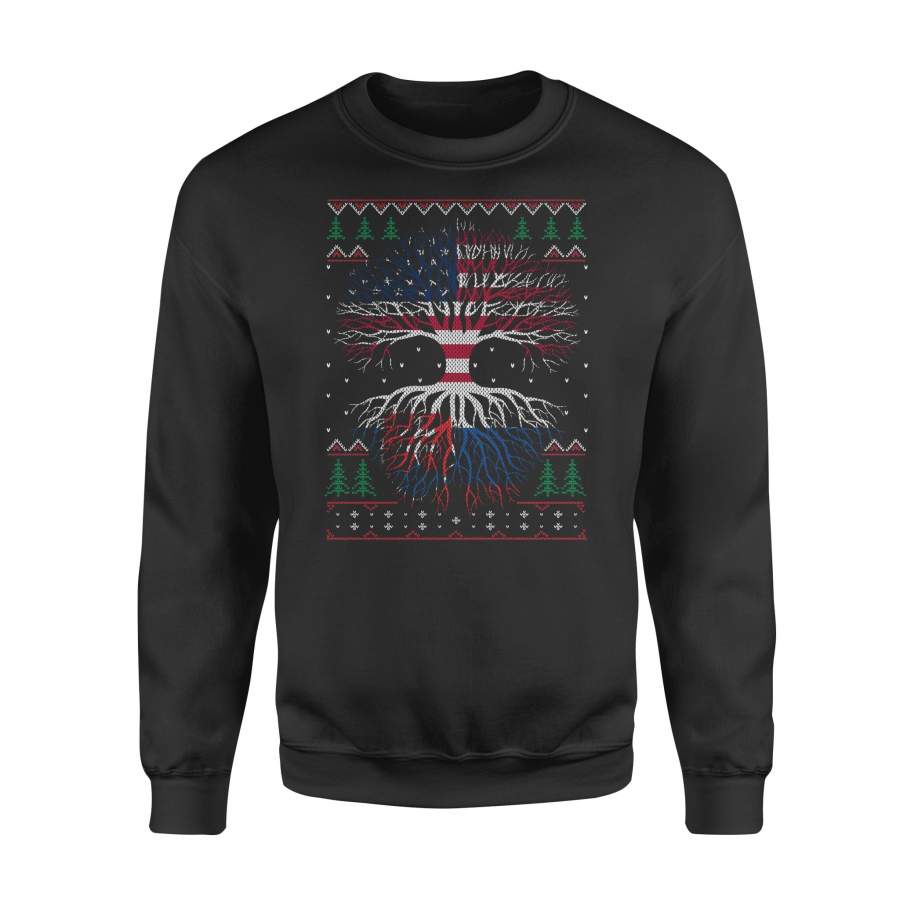 YOLOstuff Slovak Roots American US Grown Flag Ugly Christmas – Standard Fleece Sweatshirt