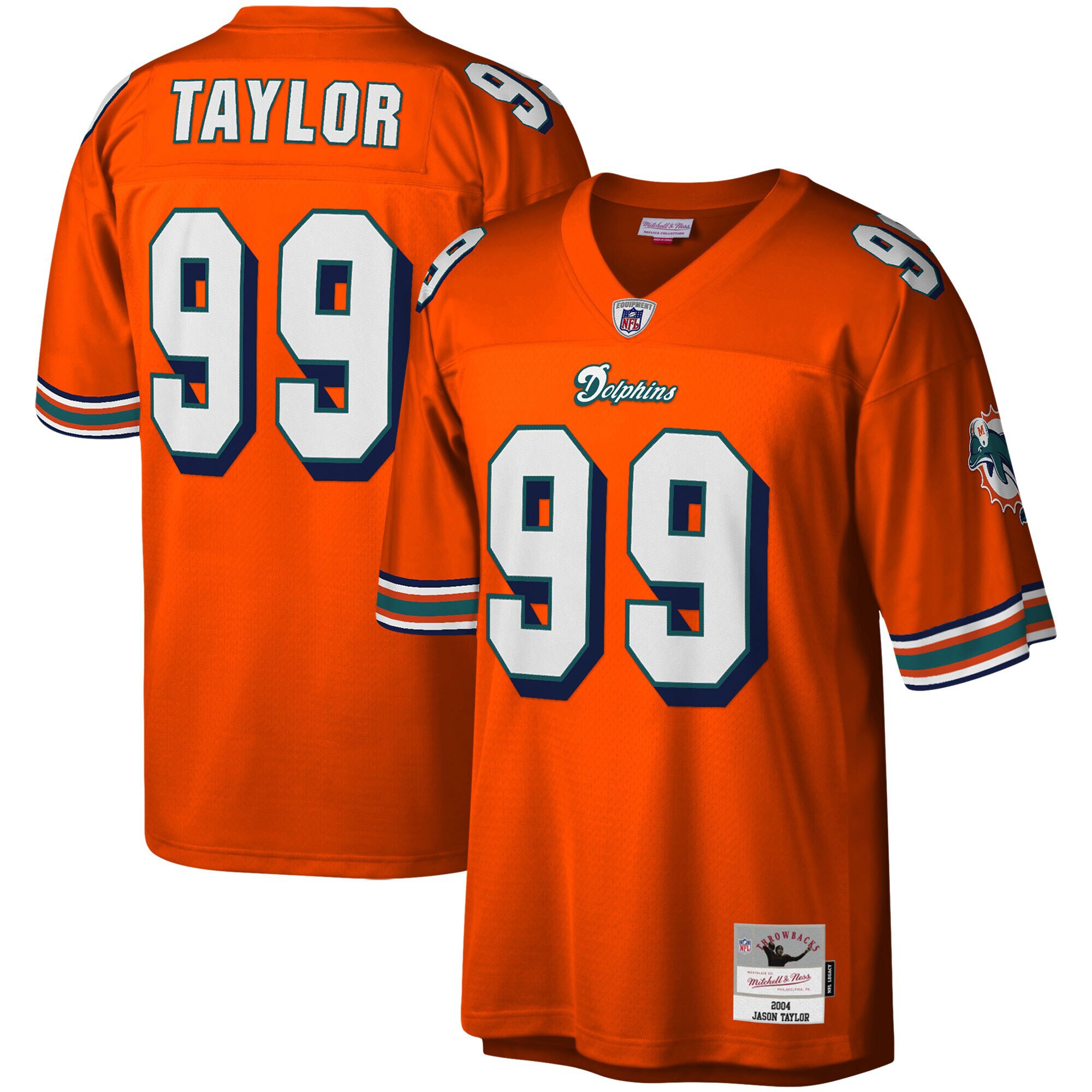 Men’s Miami Dolphins Jason Taylor Mitchell & Ness Orange Big & Tall 2004 Retired Player Jersey