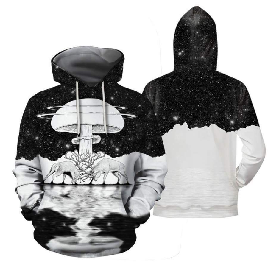 All Over Print Monochrome Mushroom Hoodie