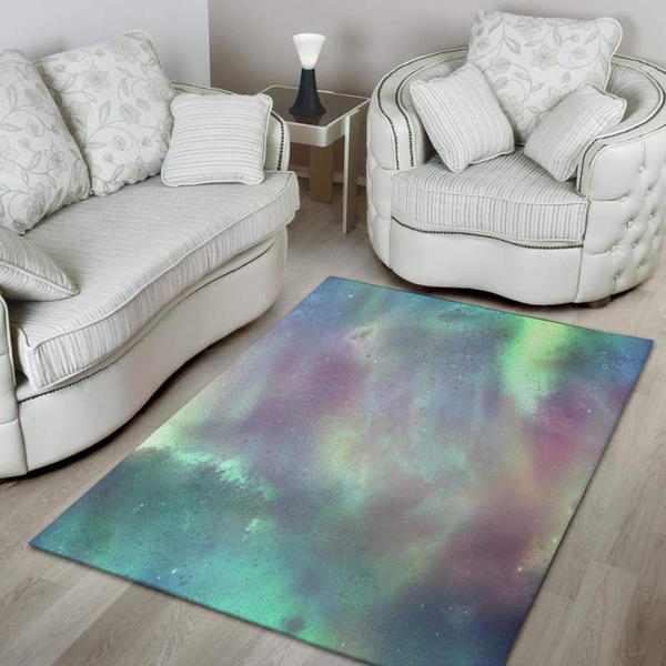 Green Galaxy Space Area Rug