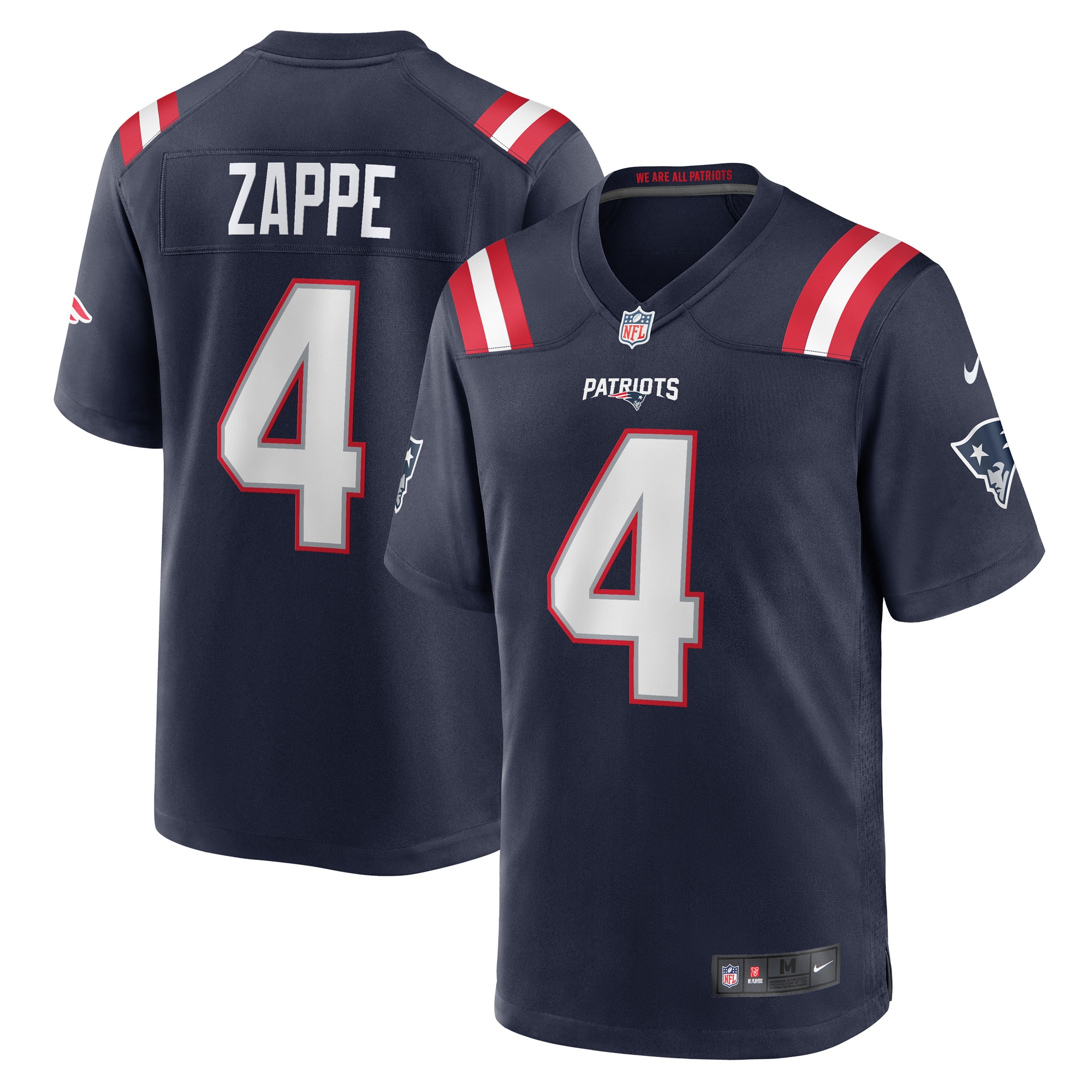 Men’s New England Patriots Bailey Zappe Navy Game Player Jersey