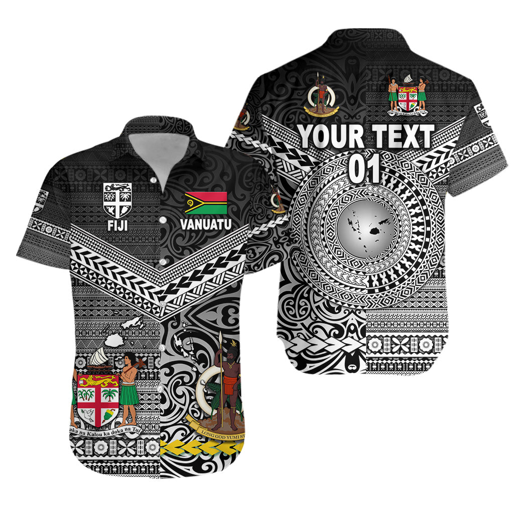 (Custom Personalised) Vanuatu And Fiji Hawaiian Shirt Together – Black, Custom Text And Number Lt8