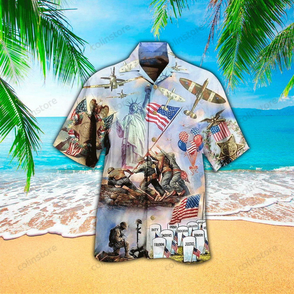 America Veteran Freedom Hawaii Shirt Aloha Ha82383