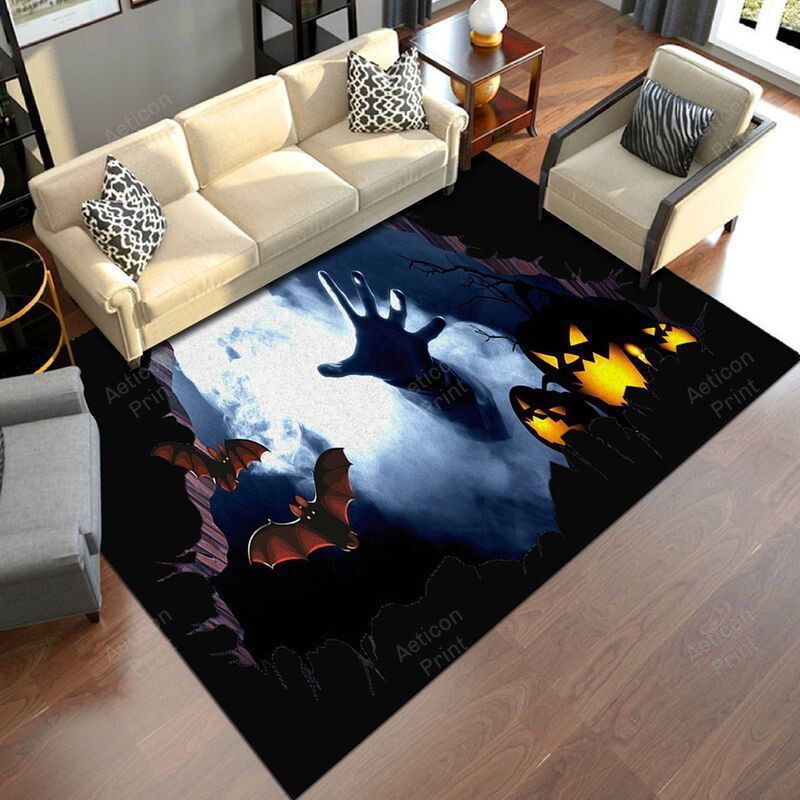 Area Rug Carpet Vintage Home Decor Gift Idea Carpet Spooky Pumpkin Zoombie Ghost Area Rug Carpet Vintage Home Decor Gift Ideagable Halloween