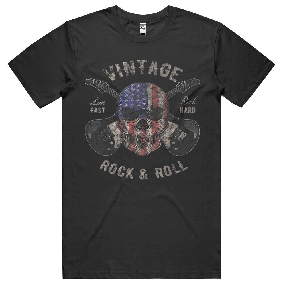 American Flag Guitar Vintage Rock And Roll Skull Guitarist T-Shirt, Hoodie, Long Sleeve Tee