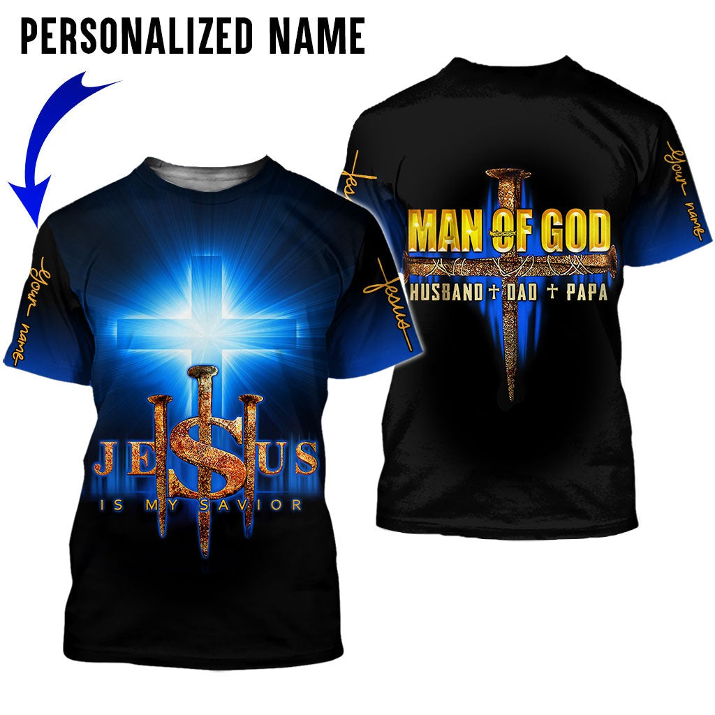 Personalized Name Man Of God Husband Dad Papa Jesus Is My Savior 3D All Over Printed Clothes, Sublimation Christian Shirt