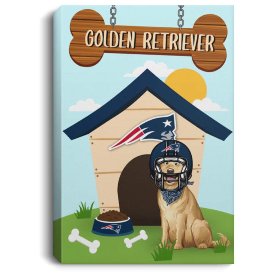 Golden Retriever New England Patriots Canvas Poster Dog House PT02