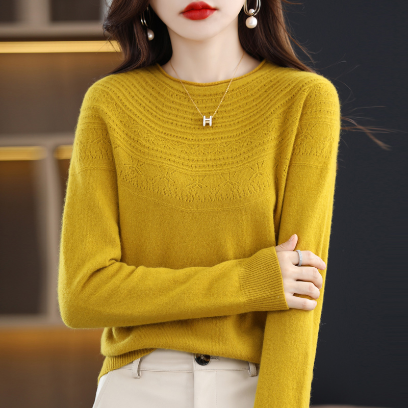 2022 New 100% Pure Wool Women’s One-line Ready-to-wear Knitted Sweater Autumn And Winter Long-sleeved Rolled Collar Sweater alx