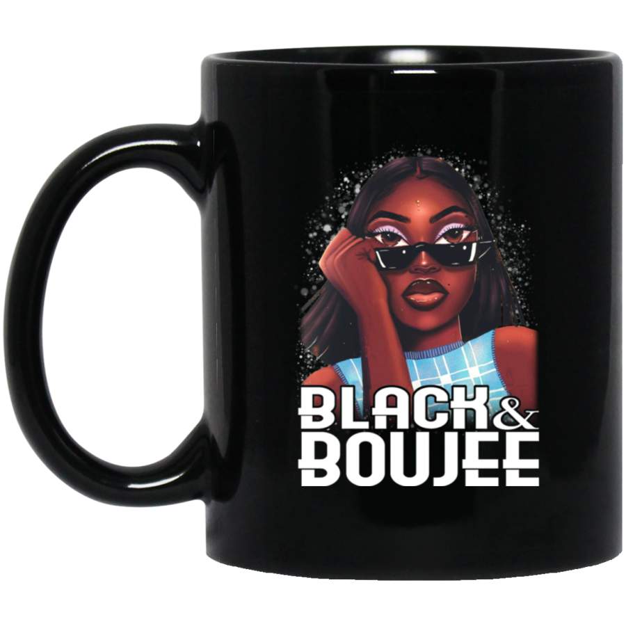 African American Coffee Mug Black And Boujee Black Girl 11oz – 15oz Black Mug