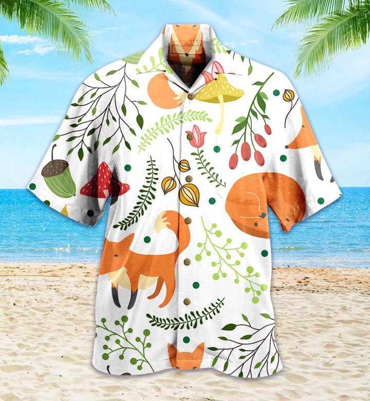 Fox Floral Orange Hawaii Shirt Ha52908