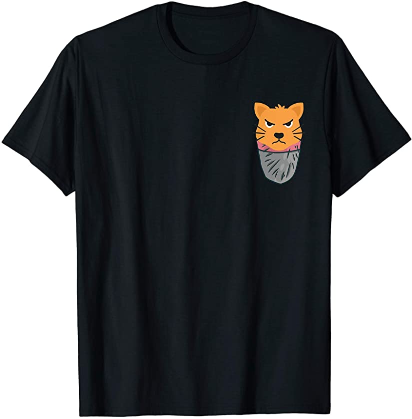 Angry Emoji Cat In The Pocket Kitty Gifts Kitten Pet Animal T-Shirt