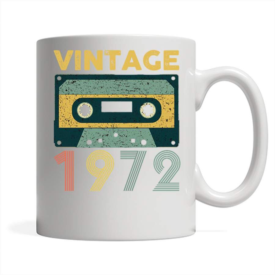 40th Birthday Gift Vintage 1972 Year Old Mixtape – Full-Wrap Coffee White Mug