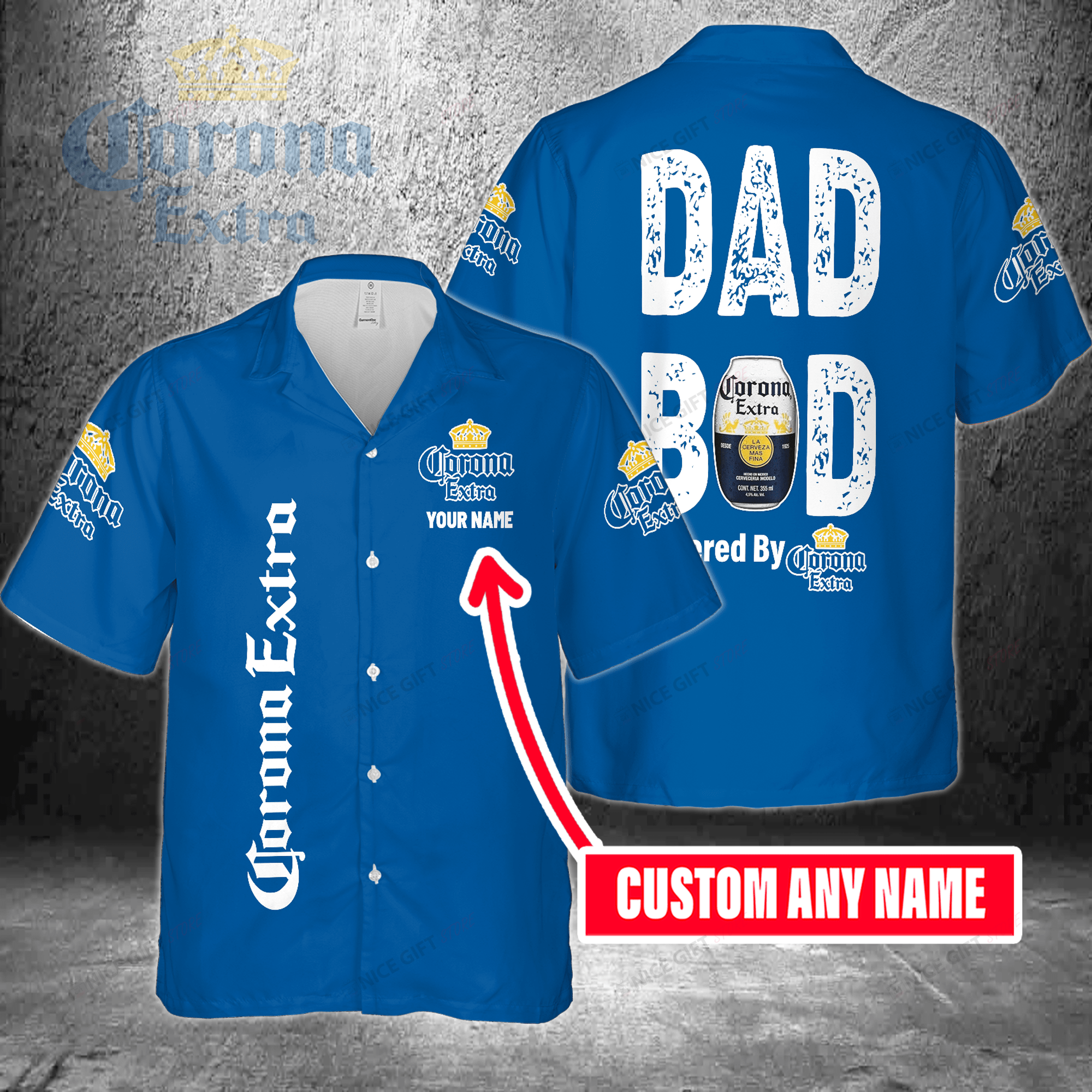 Dad Bod Powered By Corona Extra Custom Name Hawaiian Shirt 3Hs-P3B9