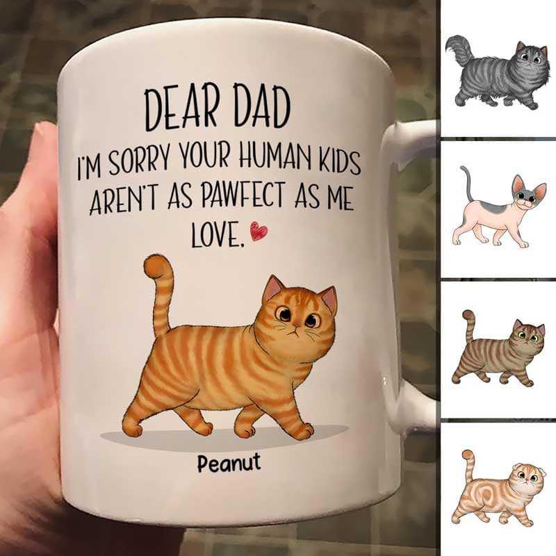 Your Human Kid Isn‘T As Pawfect As Me Walking Fluffy Cat Personalized Mug