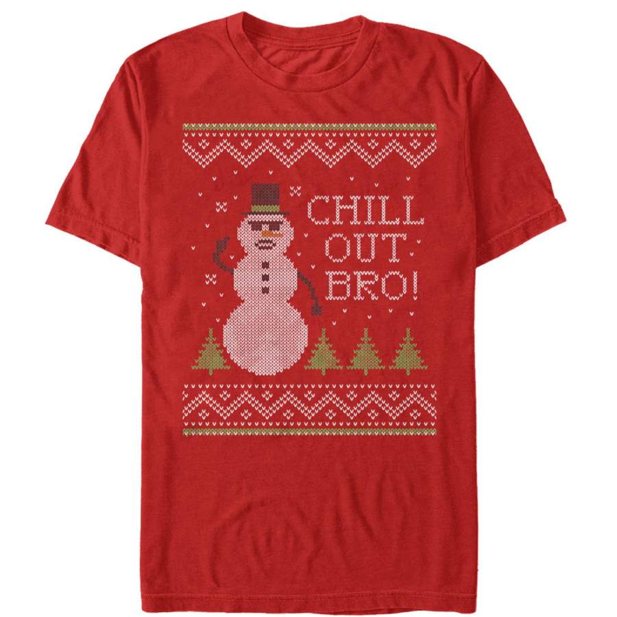 Lost Gods Men’s Ugly Christmas Chill Out Snowman  T Shirt