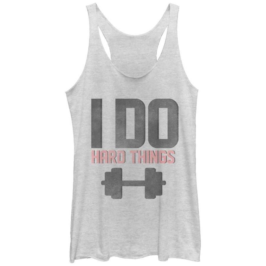 CHIN UP Women’s I Do Hard Things  Racerback Tank White Heather