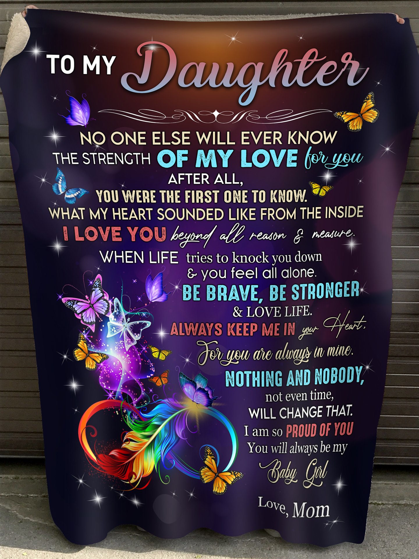 To My Daughter No One Else Will Ever Know The Strength Of My Love For You Fleece Blanket – Quilt Blanket, Home Decor Bedding Couch Sofa Soft And Comfy Cozy