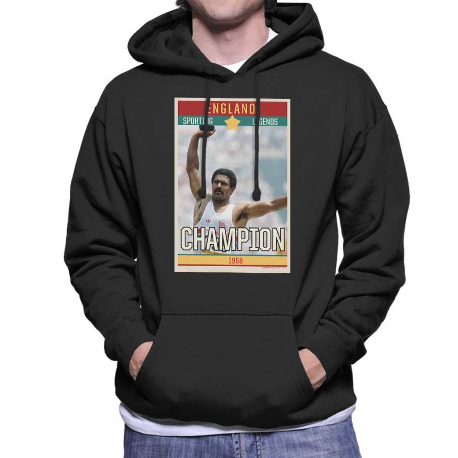 Sporting Legends Poster England Daley Thompson Champion 1984 Olympics Men’s Hooded Sweatshirt