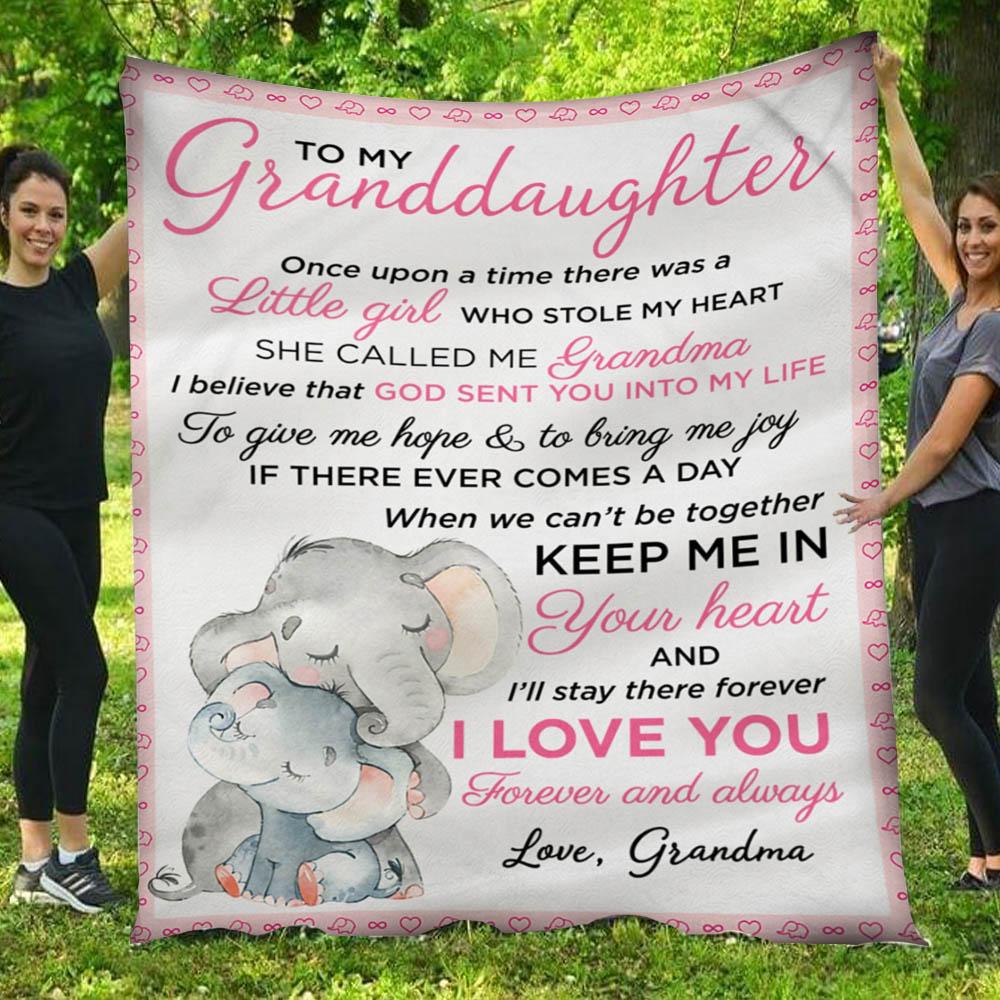 To My Granddaughter I Love You Elephant Painting  Gift – Fleece Blanket