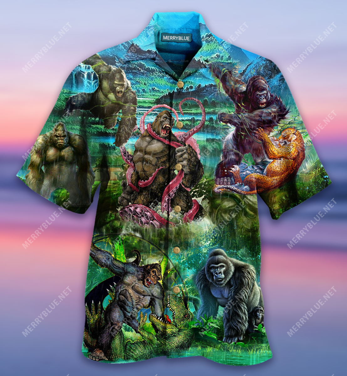 Gorilla Is The King Of Jungle Unisex Hawaii Shirt Ha100035