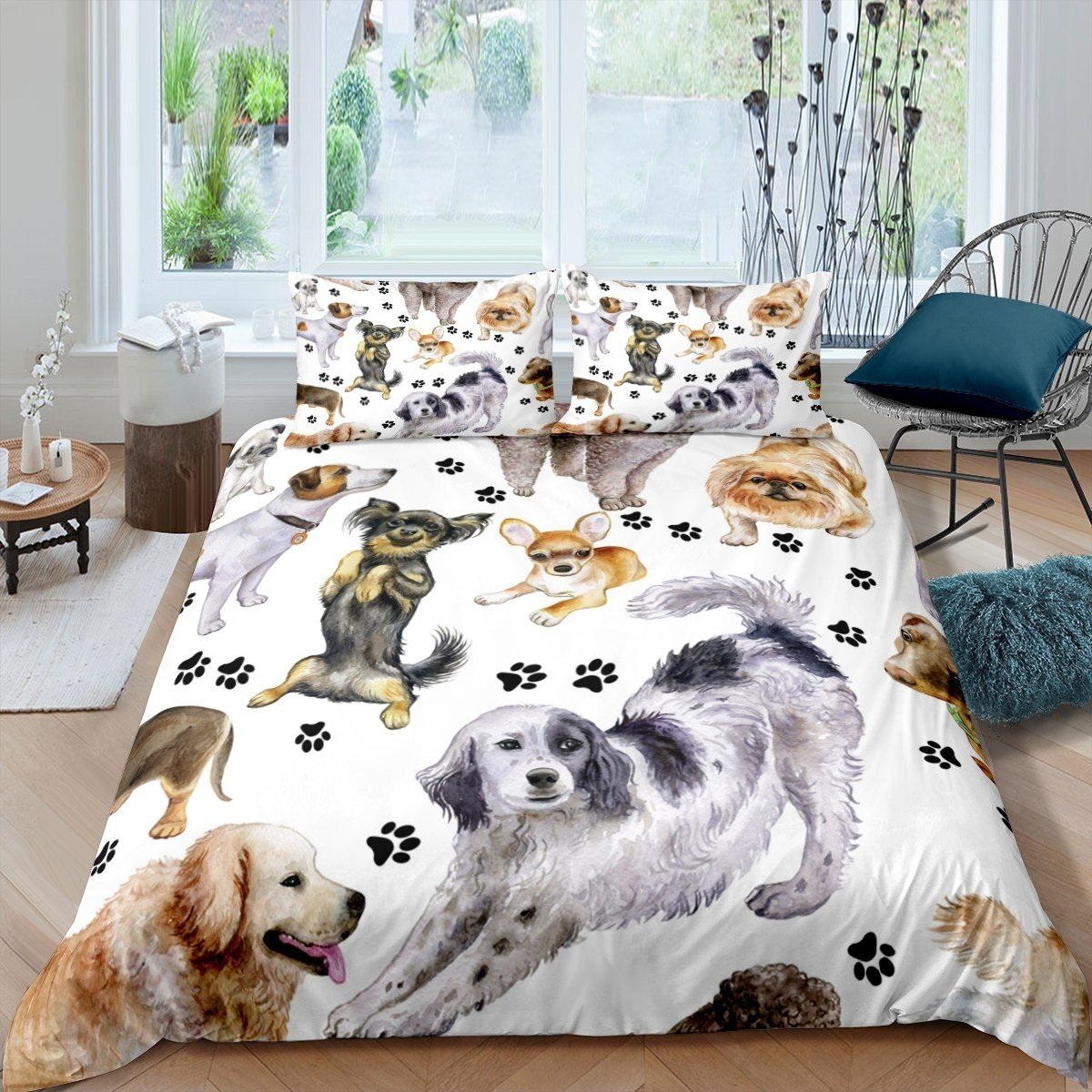 Puppy Dog Duvet Cover Set for Kids Boys Girls Lovely Dogs Print Bedding Set 3D Animal Pattern Comforter Cover Luxury Hypoallergenic Quilt Cover,Room Decor 2/3Pcs Bedding