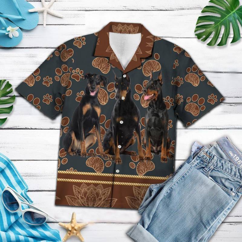 Doberman Pinscher Flower Paw Hawaii Shirt Ha34177