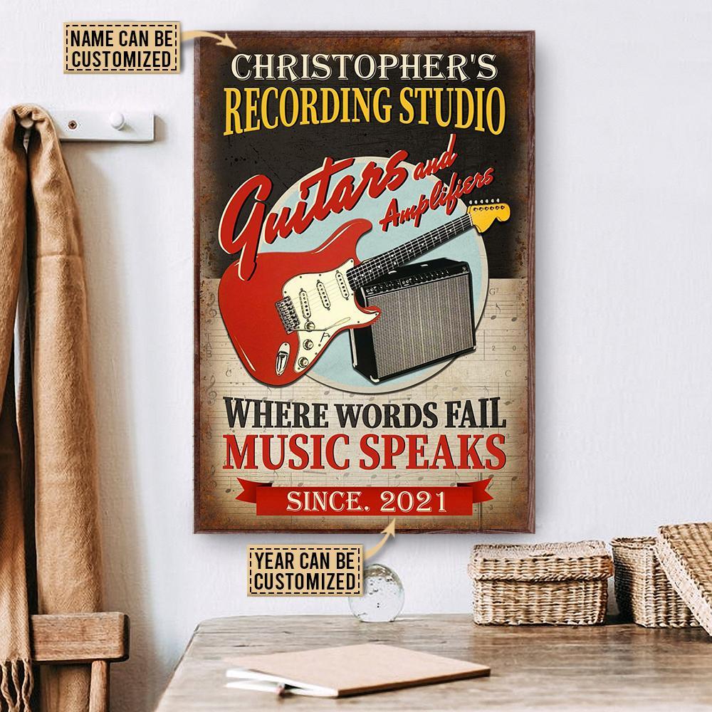 Aeticon Gifts Personalized Guitar Recording Studio Canvas Mom Dad Gift Home Decor