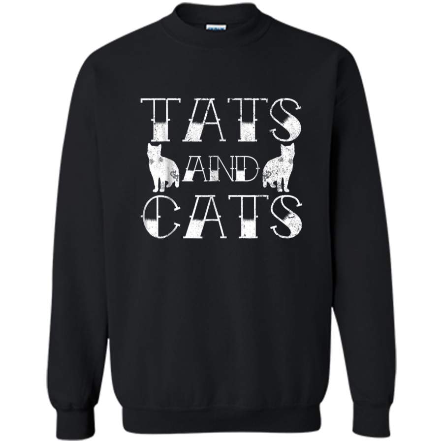 Tats And Cats  Kitten & Tattoo Lover Gift Printed Crewneck Pullover Sweatshirt