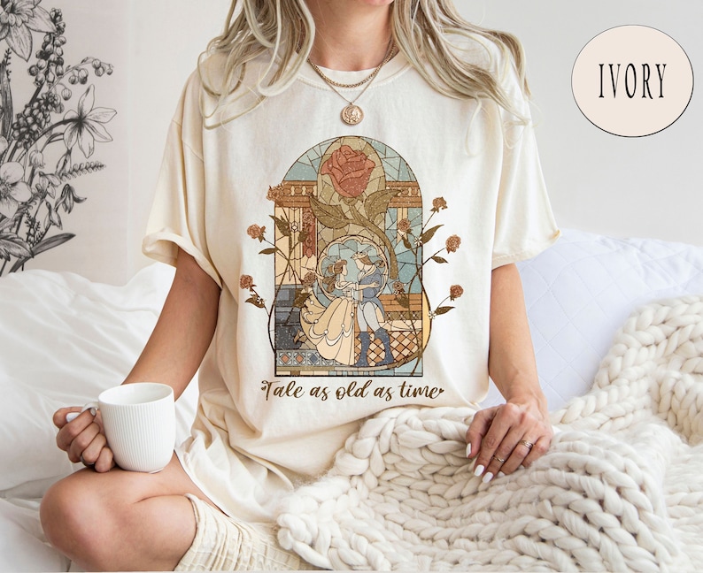 Comfort Colors® Vintage Tale as Old as Time Shirt, Retro Beauty and the Beast T-Shirt, Disney Princess Shirt, Belle Beauty Princess Tees