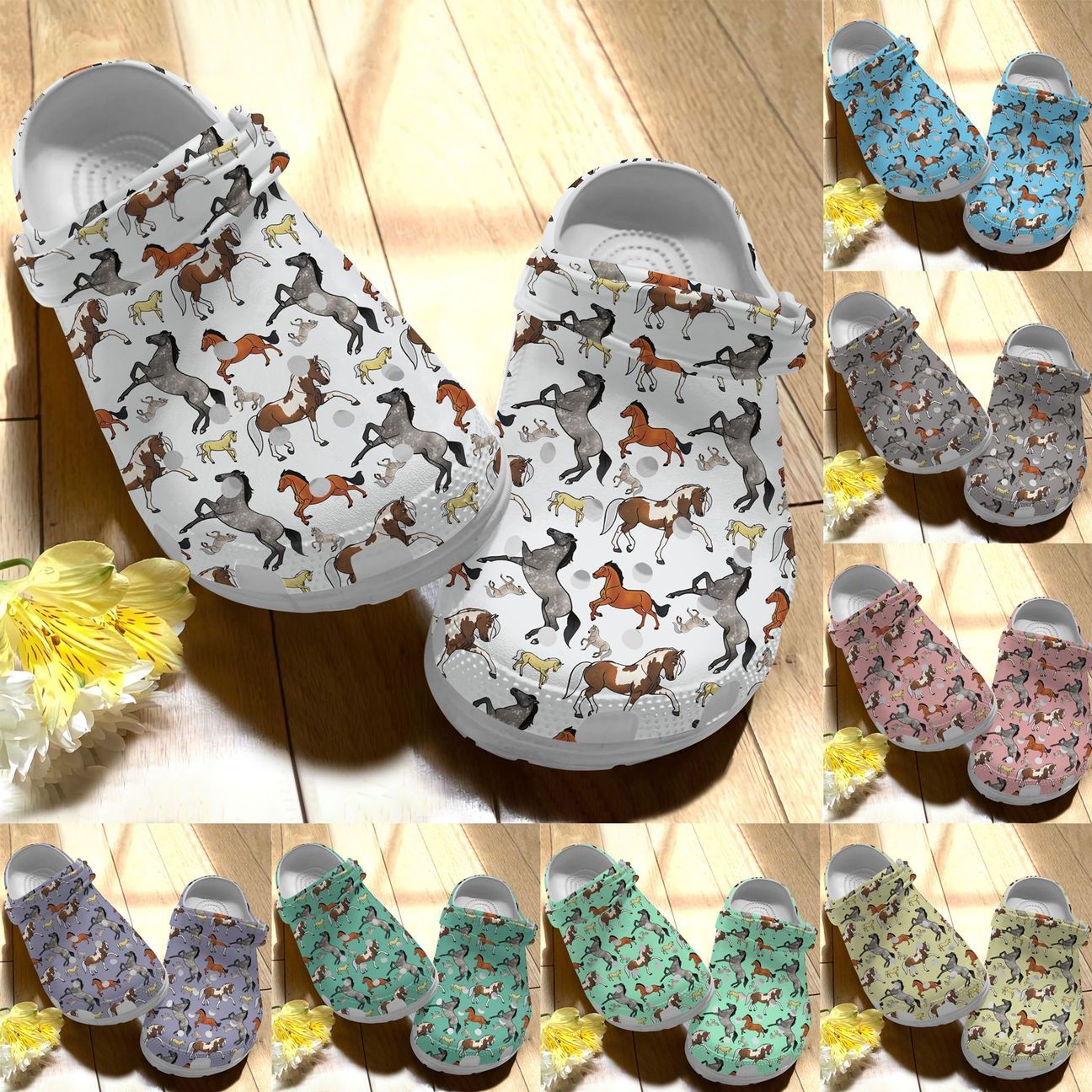 Horse Personalize Clog, Custom Name, Text, Fashion Style For Women, Men, Kid, Print 3D Pattern