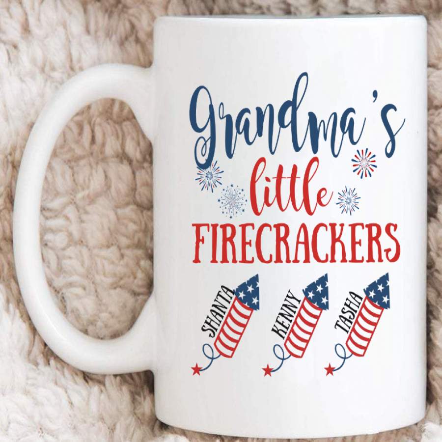 Personalized Grandma’s Little Firecrackers With Grandkids Name Mug