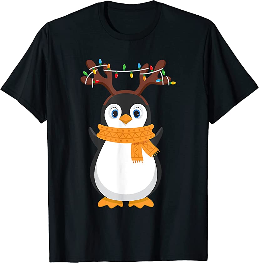 Christmas Penguin T Shirt Reindeer Holiday Pajama 2022 Cute T-Shirt