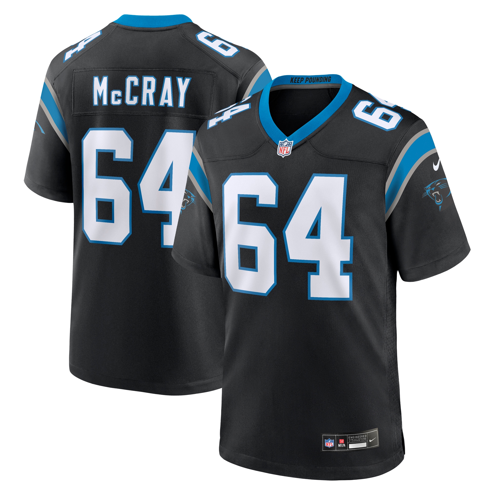 Justin McCray Carolina Panthers Team Game Jersey – Black