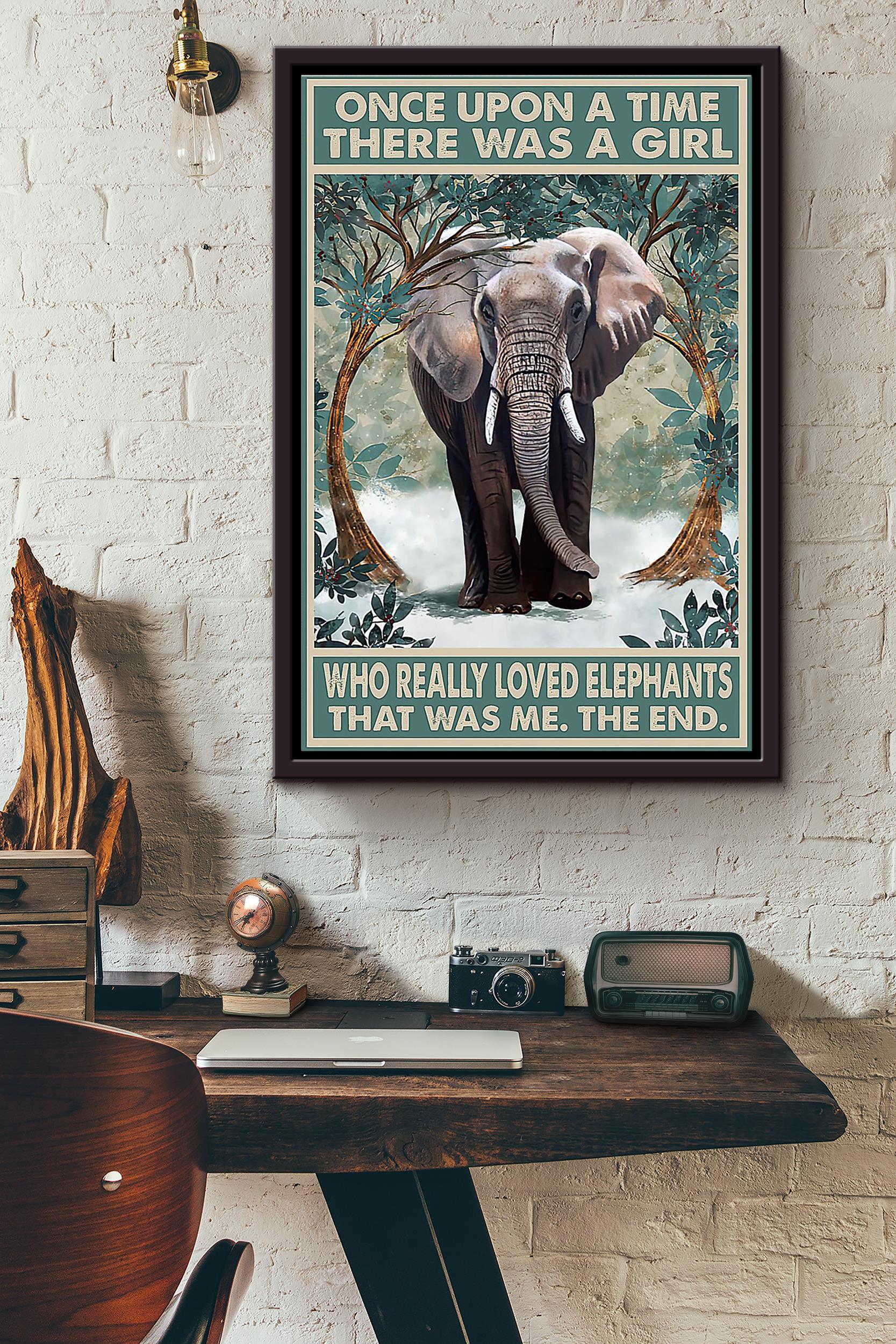 There Was A Girl Who Really Loved Elephants In Snow That Was Me Poster Framed Matte Canvas